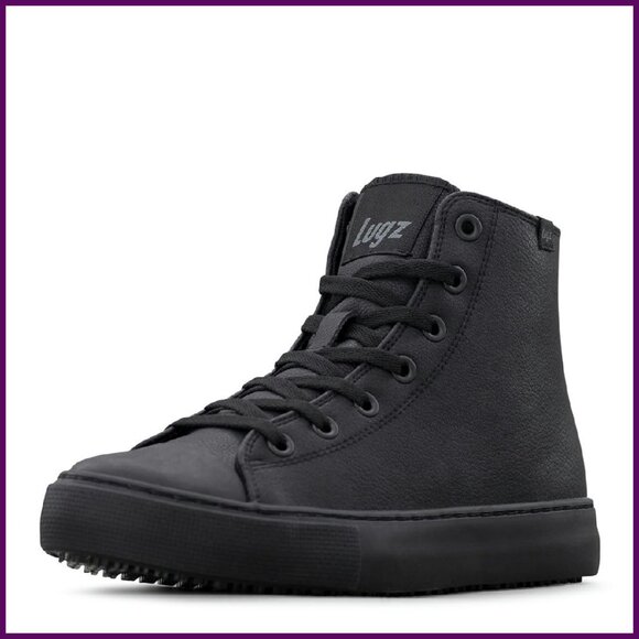Women's Slip-Resistant Work Sneakers, Leather Canvas Hi-Top, Size Available